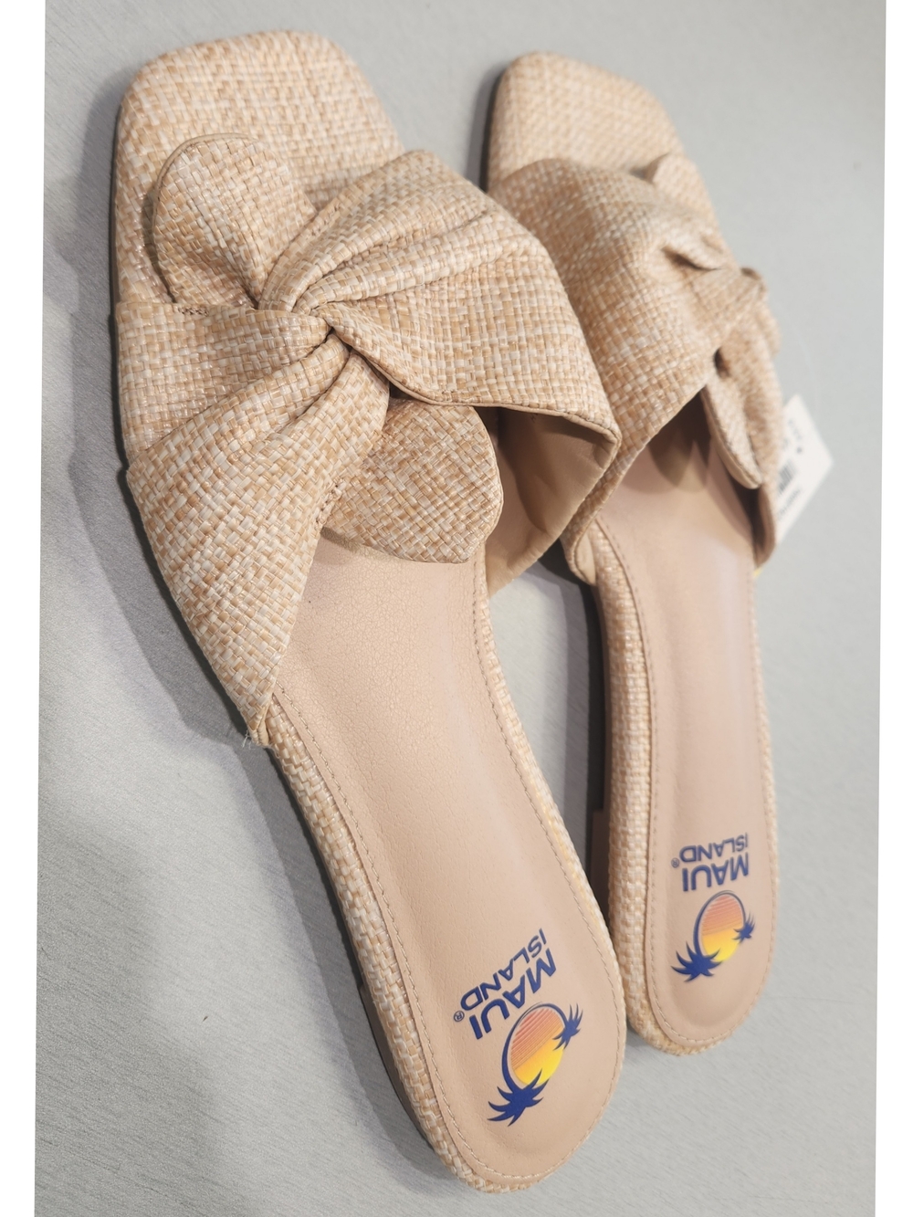 Ladies Cream Knotted Slide Mules